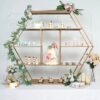 4 FT. Extra Large Gold Metal Tiered Dessert Shelf Display Rack Cake Stand Cupcake Holder Snack Sandwich Appetizer Party Decoration Geometric
