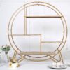 4 FT. Extra Large Gold Metal Tiered Dessert Shelf Display Rack Cake Stand Cupcake Holder Snack Sandwich Appetizer Party Decoration Geometric