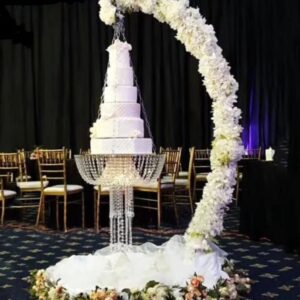 Custom Sized 6.5 FT Hanging Cake Crystal Stand Arch Suspended Cake Display Wedding Dessert Stand Floating