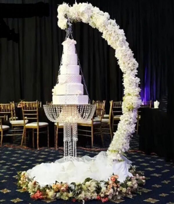 Custom Sized 6.5 FT Hanging Cake Crystal Stand Arch Suspended Cake Display Wedding Dessert Stand Floating