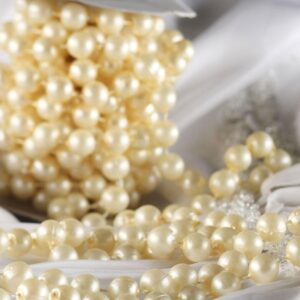 66 FT. Pearl Garland 8mm, Ivory Christmas Tree Decorations String Garlands Cream Decor Sale Wholesale Garlands Gatsby Glam Pearls Gift Favor