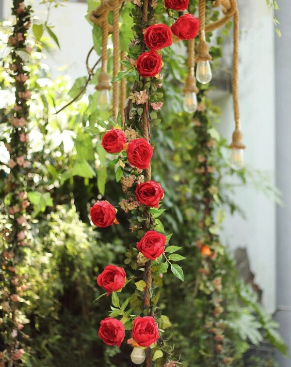 6 FT. Red Peony Garland Vine Spring Decor Easter Floral Arrangements Wedding Ceremony Outdoor Hanging Flowers Red Faux Peony Flower Sale