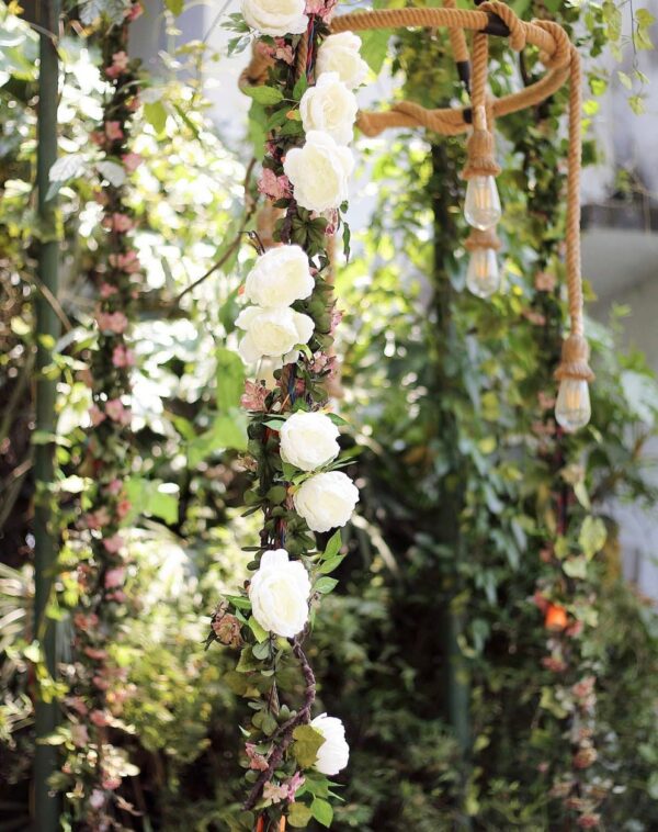 6 FT. Cream Peony Garland Vine Spring Decor Easter Floral Arrangements Wedding Ceremony Outdoor Hanging Flowers Ivory Faux Rose Gold Sale