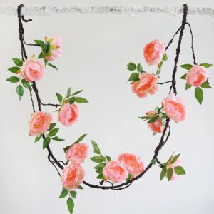 FOUR 6 FT. Pink Peony Garland Vine Spring Decor Easter Floral Arrangements Wedding Ceremony Outdoor Hanging Flowers Pink Faux Rose Gold Sale