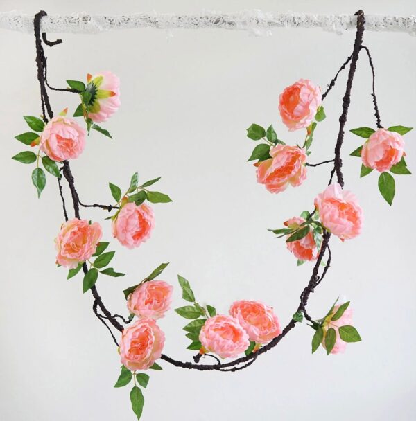 6 FT. Pink Peony Garland Vine Spring Decor Easter Floral Arrangements Wedding Ceremony Outdoor Hanging Flowers Pink Faux Rose Gold Sale