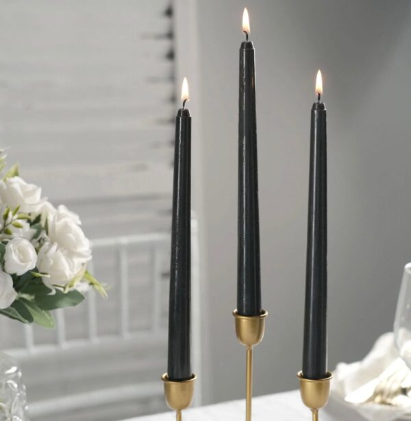 24 Dripless Black Taper Candles Premium Long Wax Candles Unscented Romantic Wedding Minimal Wholesale Sale Decoration Free Shipping Gothic