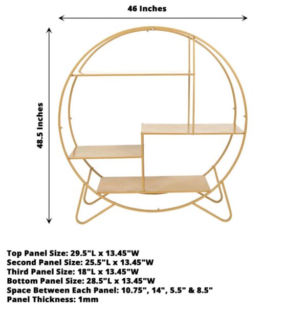 4 FT. Extra Large Gold Metal Tiered Dessert Shelf Display Rack Cake Stand Cupcake Holder Snack Sandwich Appetizer Party Decoration Geometric