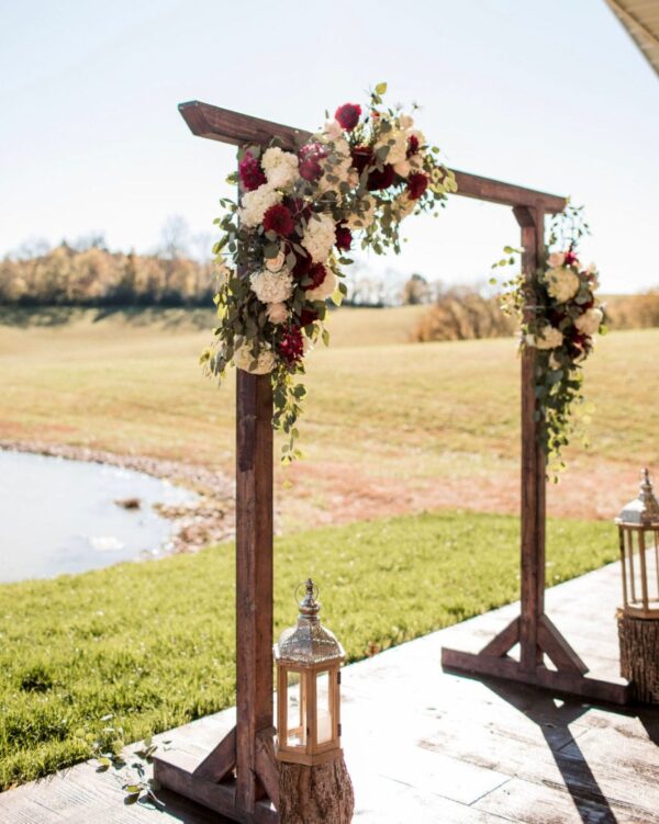 7 FT. Wooden Square Wedding Arch Heavy Duty Photography Backdrop Stand Ceremony Outdoor Decorations Photo booth Background Rustic Floral