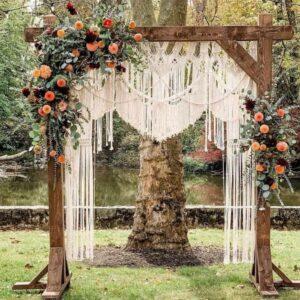 7 FT. Wooden Square Wedding Arch Heavy Duty Photography Backdrop Stand Ceremony Outdoor Decorations Photo booth Background Rustic Floral