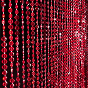 3 X 6 FT Red Crystal Curtain Beaded Diamond Sparkly Hanging Crystals Backdrop Draping Wedding Event Reception Outdoor Decoration Valentines