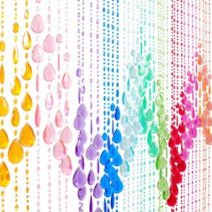 6 FT Rainbow Curtain Beaded Teardrop Colorful Sparkly Hanging Crystals Backdrop Draping Wedding Event Reception Outdoor Decoration Room