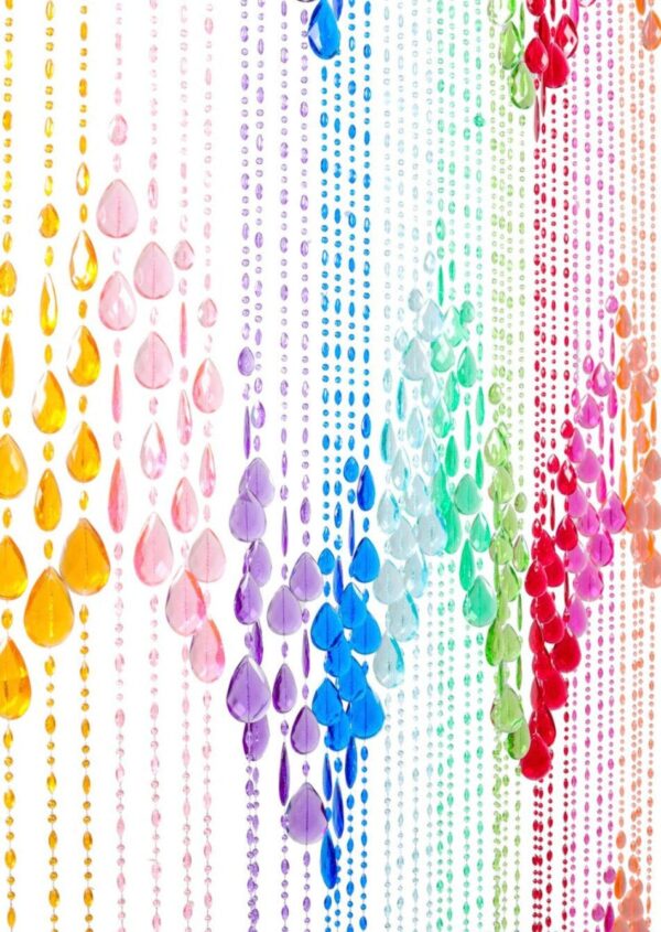 6 FT Rainbow Curtain Beaded Teardrop Colorful Sparkly Hanging Crystals Backdrop Draping Wedding Event Reception Outdoor Decoration Room