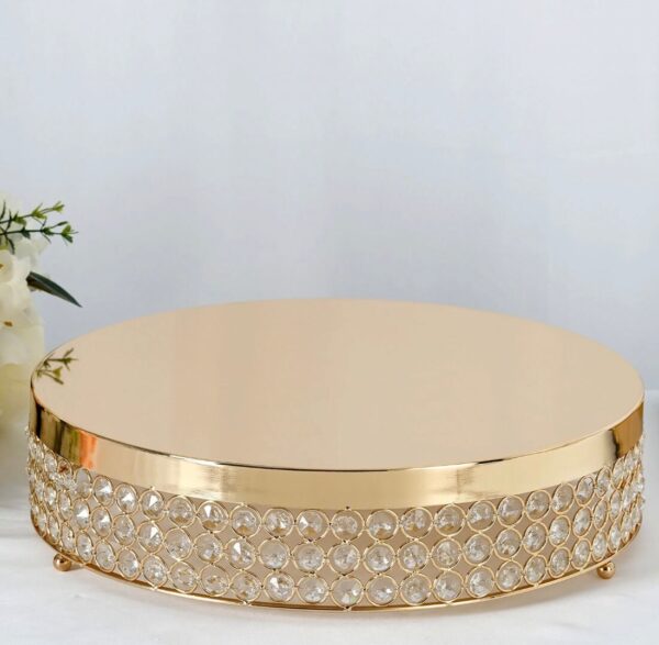 15" Gold Round Cake Stand Cupcake Holder Snack Sandwich Appetizer Party Decorations Table Geometric Wedding Cake