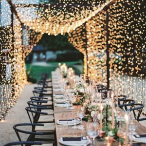 10FT x 9.5FT Warm 300 LED Lights 8 Modes Outdoor Plug-In Fairy Wedding Lighting Patio Gazebo Curtain Backyard Event Canopy Reception Party