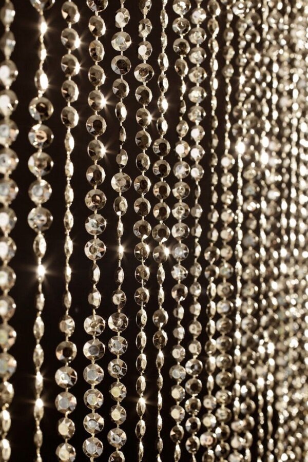 3 X 12 FT Crystal Curtain Metallic Gold Beaded Diamond Sparkly Hanging Crystals Backdrop Draping Wedding Event Reception Outdoor Decorations