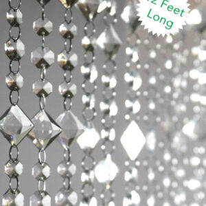 12 FT Crystal Curtain Iridescent Beaded Diamond Sparkly Hanging Crystal Backdrop Draping Wedding Event Reception Outdoor Decoration Bendable