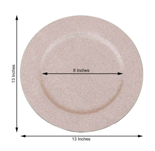 SIX 13" Blush Glitter Charger Plates Sparkly Barbie Themed Tablescape Rose Dinnerware Table Setting Wholesale Party Supplies Pink Sparkle