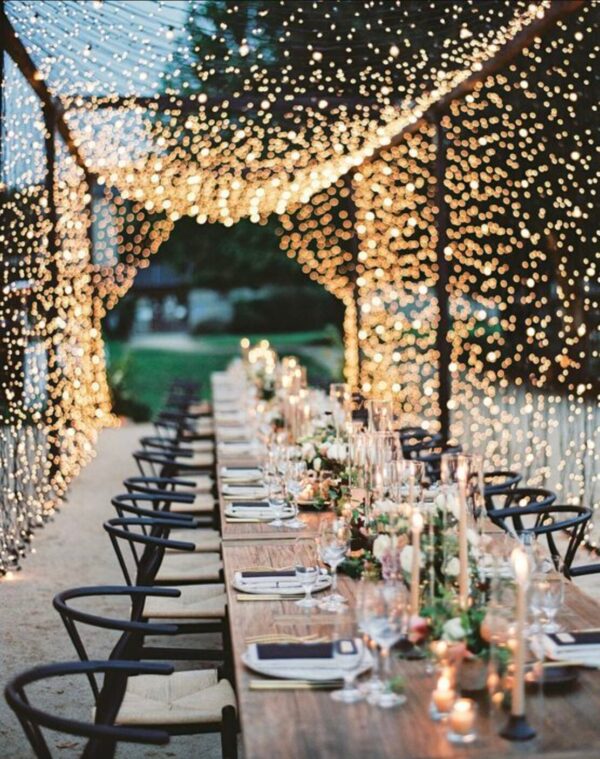 10FT x 9.5FT Warm 300 LED Lights 8 Modes Outdoor Plug-In Fairy Wedding Lighting Patio Gazebo Curtain Backyard Event Canopy Reception Party