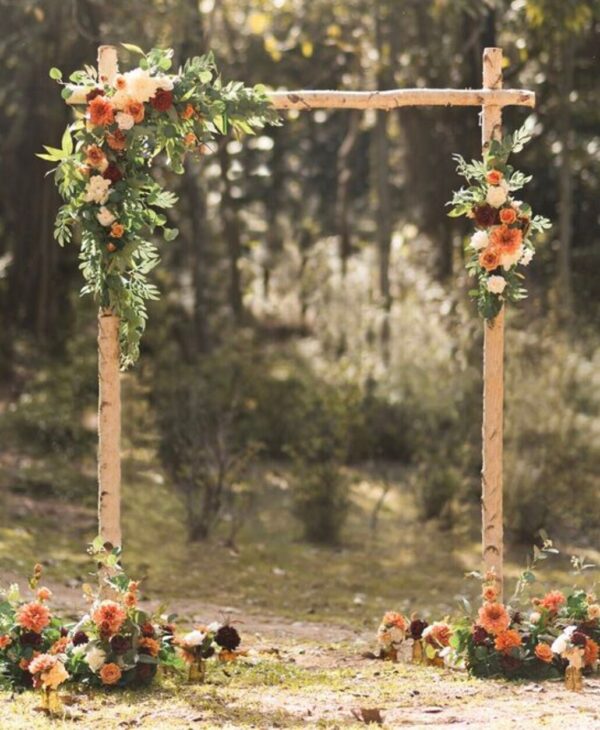 7.5 FT. Rustic Square Birch Arch Distressed Wedding Photography Backdrop Stand Ceremony Outdoor Decorations Photo booth Background Floral