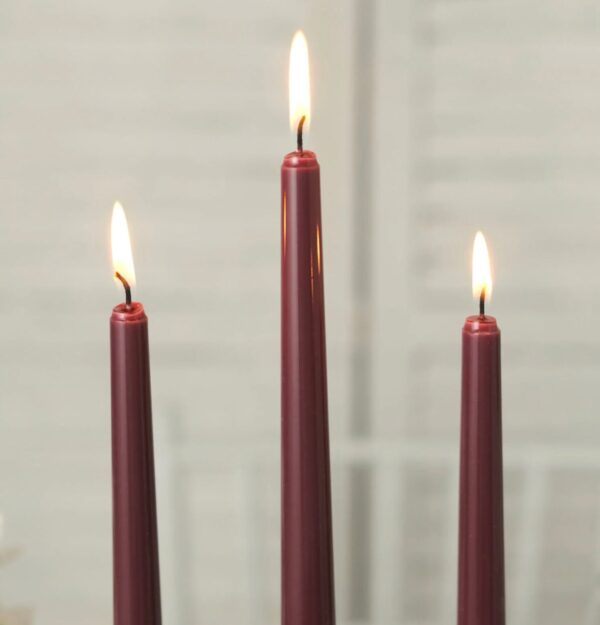 24 Burgundy Taper Candles Premium Long Wax Candles Unscented Romantic Wedding Party Wine Sangria Votive Wholesale Sale Decoration Free Gray