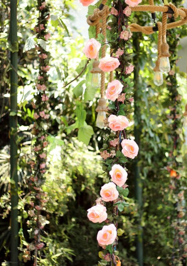 6 FT. Pink Rose Garland Vine Spring Decor Easter Floral Arrangements Wedding Ceremony Outdoor Hanging Flowers Pink Fake Faux Rose Gold Sale