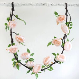 FOUR 6 FT. Blush Peony Garland Vine Spring Decor Easter Floral Arrangements Wedding Ceremony Outdoor Hanging Flowers Pink Faux Rose Gold