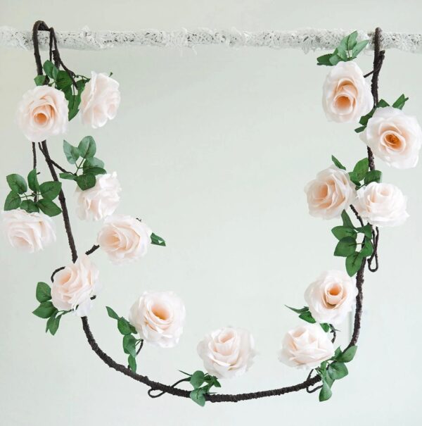 6 FT. Blush Rose Garland Vine Spring Decor Easter Floral Arrangements Wedding Ceremony Outdoor Hanging Flowers Pink Fake Faux Rose Gold Sale