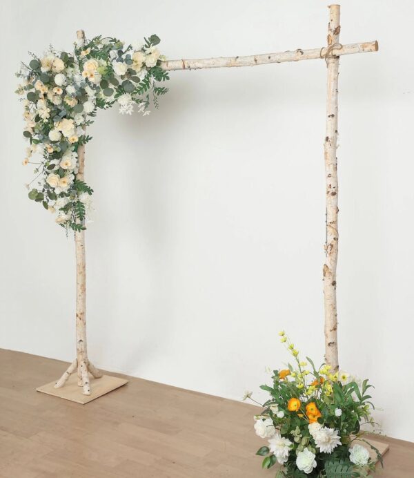 7.5 FT. Rustic Square Birch Arch Distressed Wedding Photography Backdrop Stand Ceremony Outdoor Decorations Photo booth Background Floral