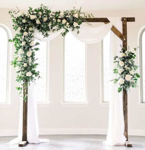 7 FT. Wooden Square Wedding Arch Heavy Duty Photography Backdrop Stand Ceremony Outdoor Decorations Photo booth Background Rustic Floral