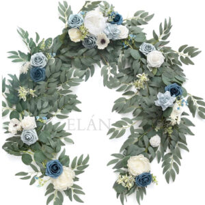 6 FT. Dusty Blue Eucalyptus Floral Garland Flowers Table Runner Wedding Navy Blue Rehearsal Dinner Bridal Shower Floral Burgundy Roses Sale