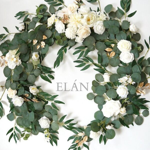 6 FT. White Floral Eucalyptus Garland White Ivory Floral Table Runner Rehearsal Dinner Bridal Shower Wedding Flowers Arrangements Artificial