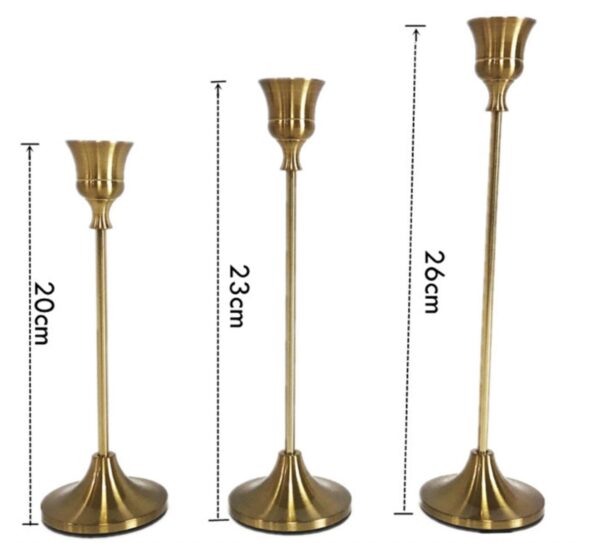 Set of 3 Candle Stick Holders Gold Metal Taper Candle Holders Wedding Dinner Romantic Decor Reception Modern Table Decorations Housewarming