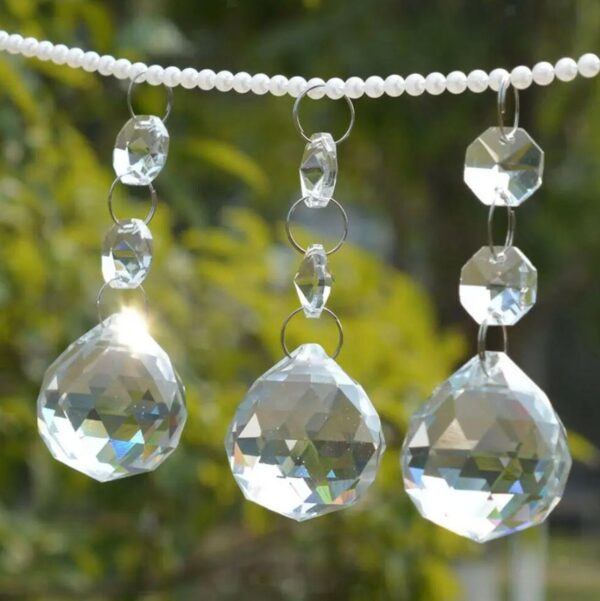 10 PCS Glass Prisms 20MM Round Crystal Ball Hanging Pendant Suncatcher Christmas Tree Decorations Sparkly Wedding Glass Crystal Beads 1