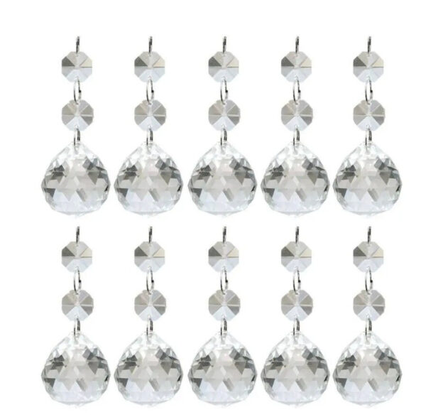 10 PCS Glass Prisms 20MM Round Crystal Ball Hanging Pendant Suncatcher Christmas Tree Decorations Sparkly Wedding Glass Crystal Beads 1