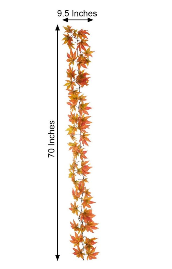 6 FT. Orange Leaves Autumn Garland Fall Harvest Decor Fall Decorations Maple Leaves Fireplace Mantel Decor Wholesale Thanksgiving Decor Sale