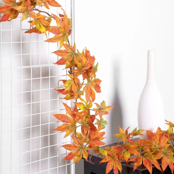 6 FT. Orange Leaves Autumn Garland Fall Harvest Decor Fall Decorations Maple Leaves Fireplace Mantel Decor Wholesale Thanksgiving Decor Sale