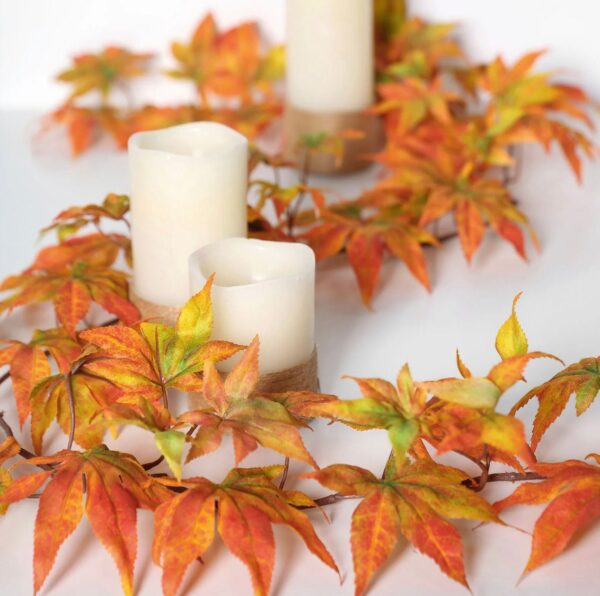 6 FT. Orange Leaves Autumn Garland Fall Harvest Decor Fall Decorations Maple Leaves Fireplace Mantel Decor Wholesale Thanksgiving Decor Sale