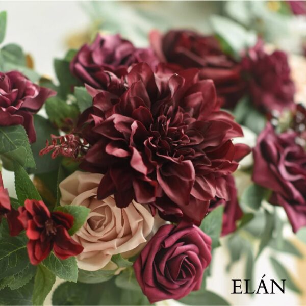 6 FT. Burgundy Roses Flower Garland Deep Red Eucalyptus Floral Garland Floral Table Runner Wedding Decor Rehearsal Dinner Bridal Shower