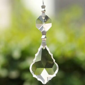 10 PCS Glass Prisms 38MM Maple Leaf Hanging Pendant Suncatcher Crystals Christmas Tree Decorations Sparkly Wedding Glass Crystal Beads 1