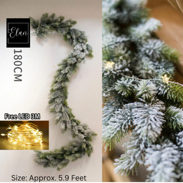 5.9FT Rustic Snowy Pine Christmas Garland FREE LED Lights Tree Decorations Primitive Garlands Holiday Decor Wholesale Mantle Fireplace Snow