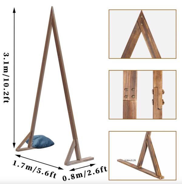 10 FT. Triangle Wooden Wedding Boho Arch Backdrop Brown DIY Rustic Photo Backdrop Heavy Duty Photography Stand Ceremony Outdoor Decoration