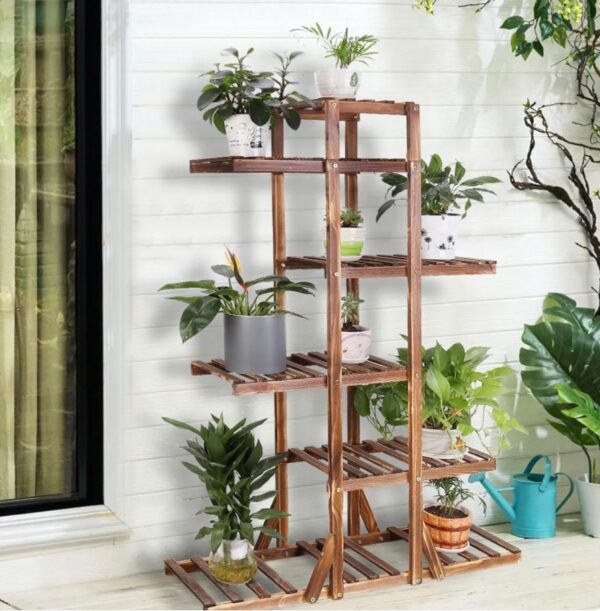 Multi- Tier 4 FT. Wooden Plant Shelf, Wooden Plant Holders, Flower Pot Stand Display Storage Rack, Indoor Garden, Dessert Display, Farmhouse