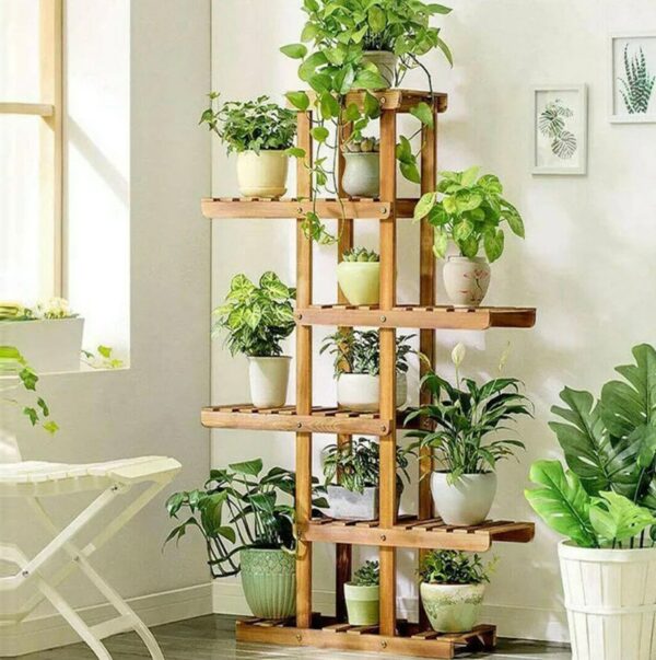 Multi- Tier 4 FT. Wooden Plant Shelf, Wooden Plant Holders, Flower Pot Stand Display Storage Rack, Indoor Garden, Dessert Display, Farmhouse