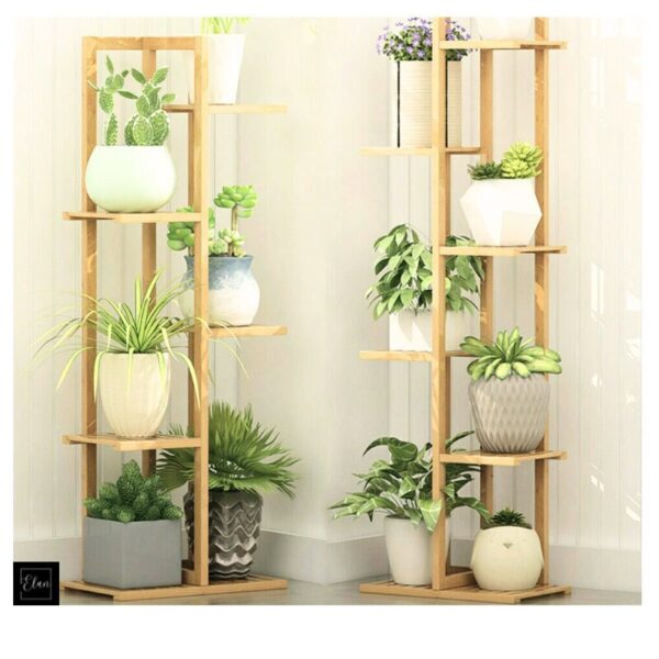 Bamboo Plant Shelf, Multi-Tier Wooden Plant Holders, Flower Pot Stand Display Storage Rack, Indoor Garden, Dessert Display, Boho Style Shelf