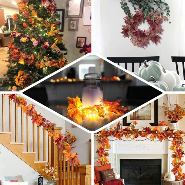 6 FT. Burgundy Leaves Autumn Garland Fall Harvest Decor Fall Decorations Maple Leaves Fireplace Mantel Decor Wholesale Thanksgiving Decor