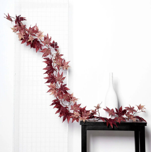 6 FT. Burgundy Leaves Autumn Garland Fall Harvest Decor Fall Decorations Maple Leaves Fireplace Mantel Decor Wholesale Thanksgiving Decor