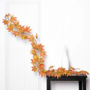 6 FT. Orange Leaves Autumn Garland Fall Harvest Decor Fall Decorations Maple Leaves Fireplace Mantel Decor Wholesale Thanksgiving Decor Sale