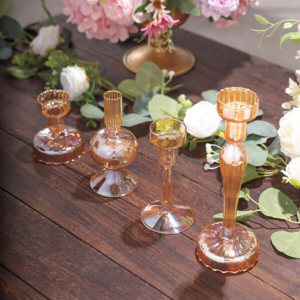 FOUR Gold Glass Taper Candle Holder Wholesale Centerpieces Wedding Reception Table Decorations Crystal Votive Decorations Housewarming Gift