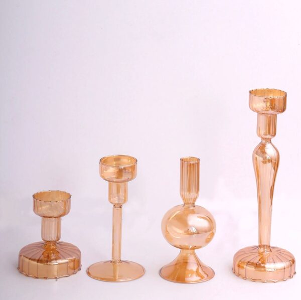 FOUR Gold Glass Taper Candle Holder Wholesale Centerpieces Wedding Reception Table Decorations Crystal Votive Decorations Housewarming Gift