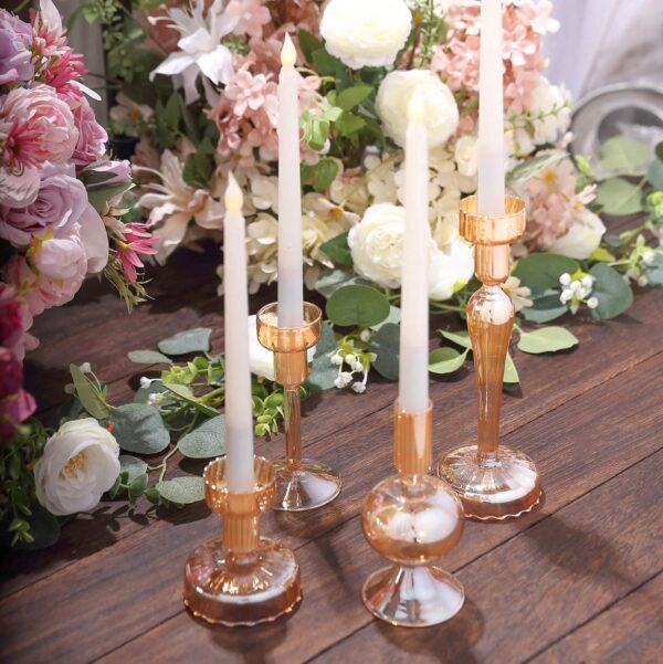 FOUR Gold Glass Taper Candle Holder Wholesale Centerpieces Wedding Reception Table Decorations Crystal Votive Decorations Housewarming Gift